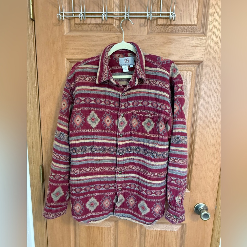 The Territory Ahead southwest aztec button down shirt mens large western cotton